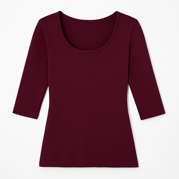 WHBM Burgundy Merlot 3/4 Sleeve Essential Seamless Tee Size Small  πβ¨π· - Picture 5 of 9